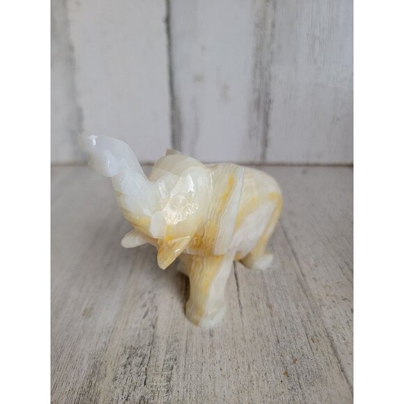 Onyx carved elephant white home decor unique figure safari - Picture 3 of 9